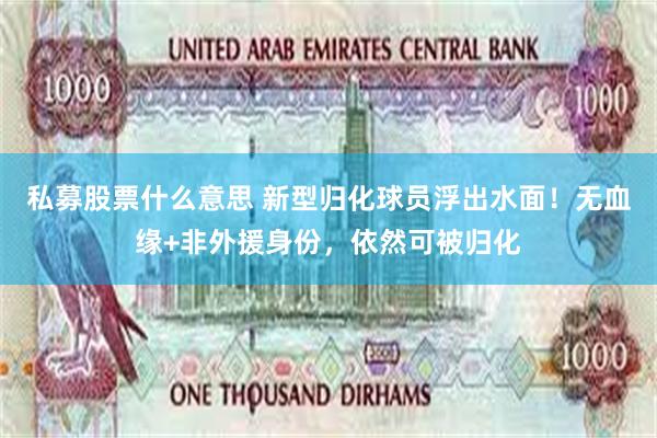 私募股票什么意思 新型归化球员浮出水面！无血缘+非外援身份，依然可被归化