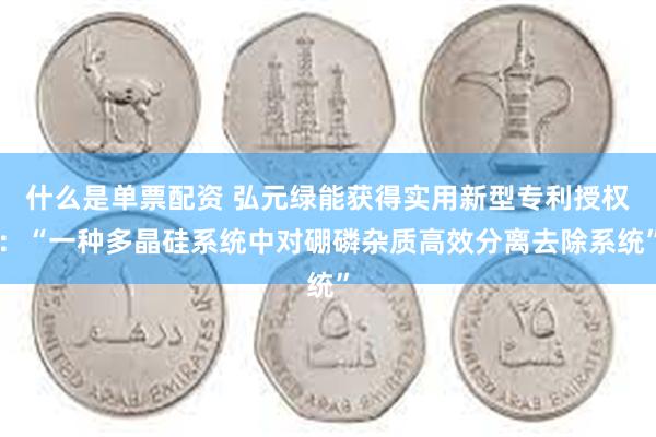 什么是单票配资 弘元绿能获得实用新型专利授权：“一种多晶硅系统中对硼磷杂质高效分离去除系统”