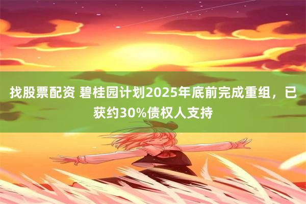 找股票配资 碧桂园计划2025年底前完成重组，已获约30%债权人支持